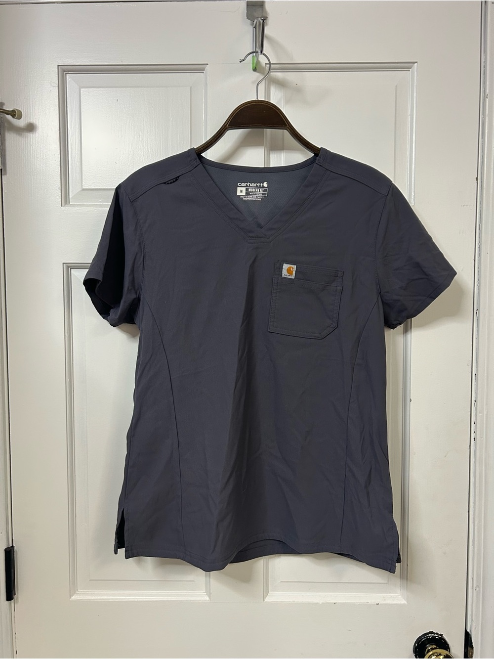 Carhartt Short Sleeve V-Neck Scrubs Work Top in Charcoal Gray